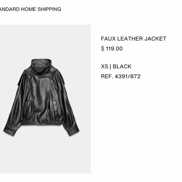 Zara Black Leather Jacket for Women - Picture 2 of 2